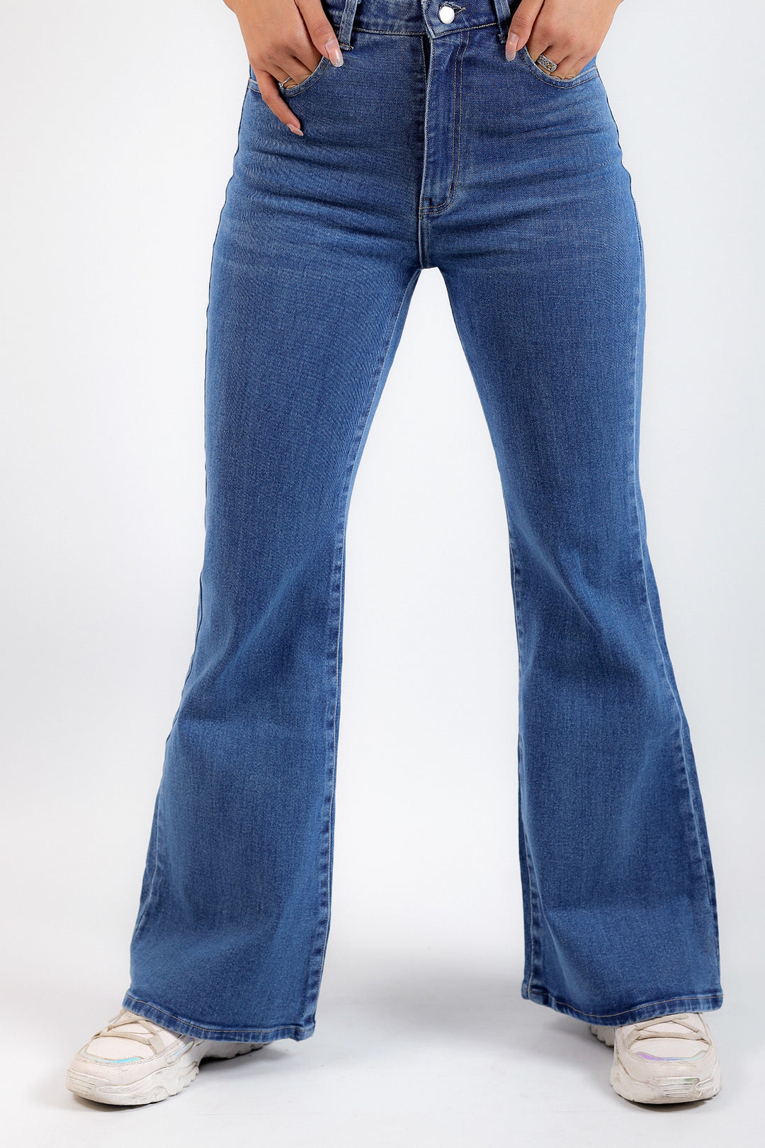Aqua Blue Women's Jeans with Boot Cut and Whisker Wash