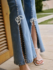 Jade - Rhinestone Embellished Boot Cut Jeans