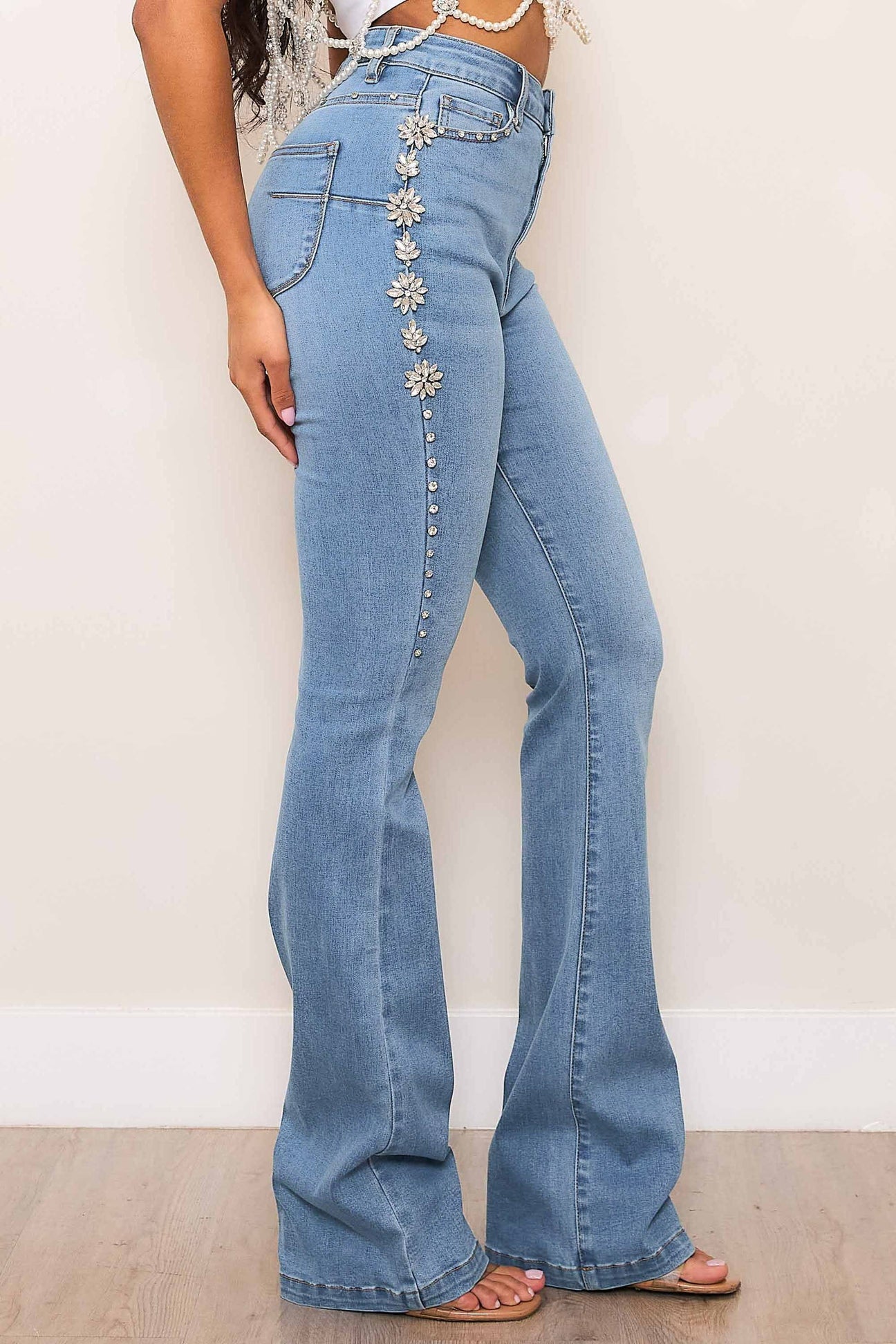 Lilly Luxe - Rhinestone Embellished Boot Cut Jeans