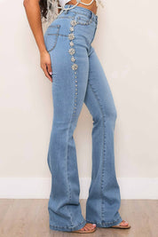 Lilly Luxe - Rhinestone Embellished Boot Cut Jeans