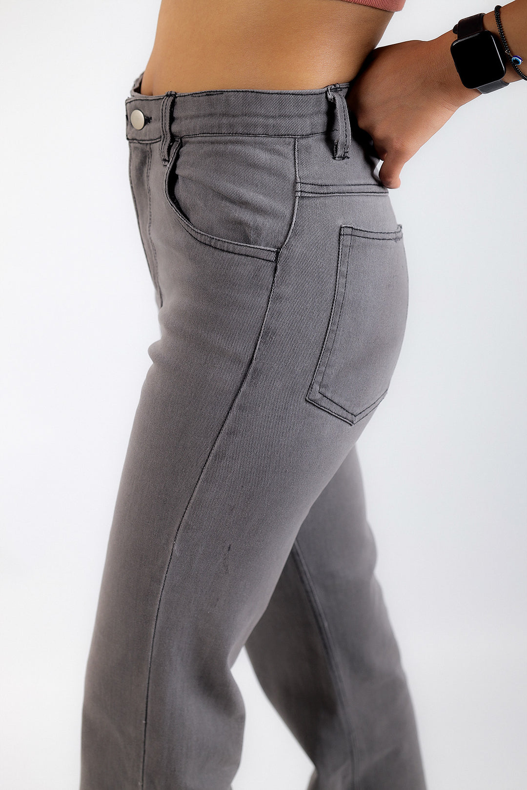Grey Wide Leg High Waist Jeans for Women