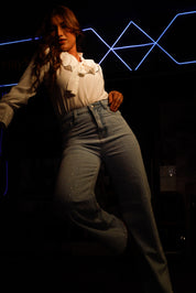 Disco Dust - Rhinestone Embellished Wide Leg Jeans