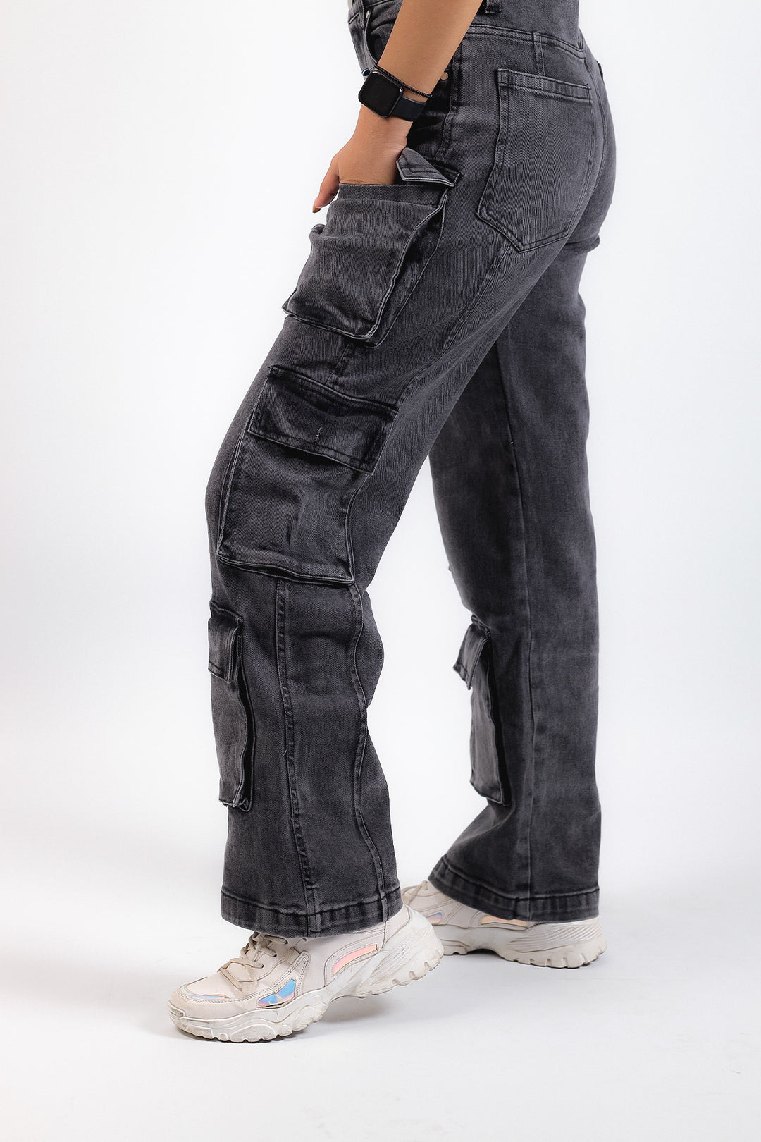 High-Rise Double Cargo Jeans