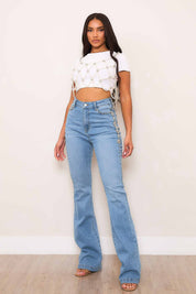 Lilly Luxe - Rhinestone Embellished Boot Cut Jeans