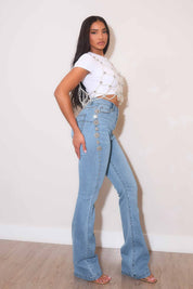 Lilly Luxe - Rhinestone Embellished Boot Cut Jeans