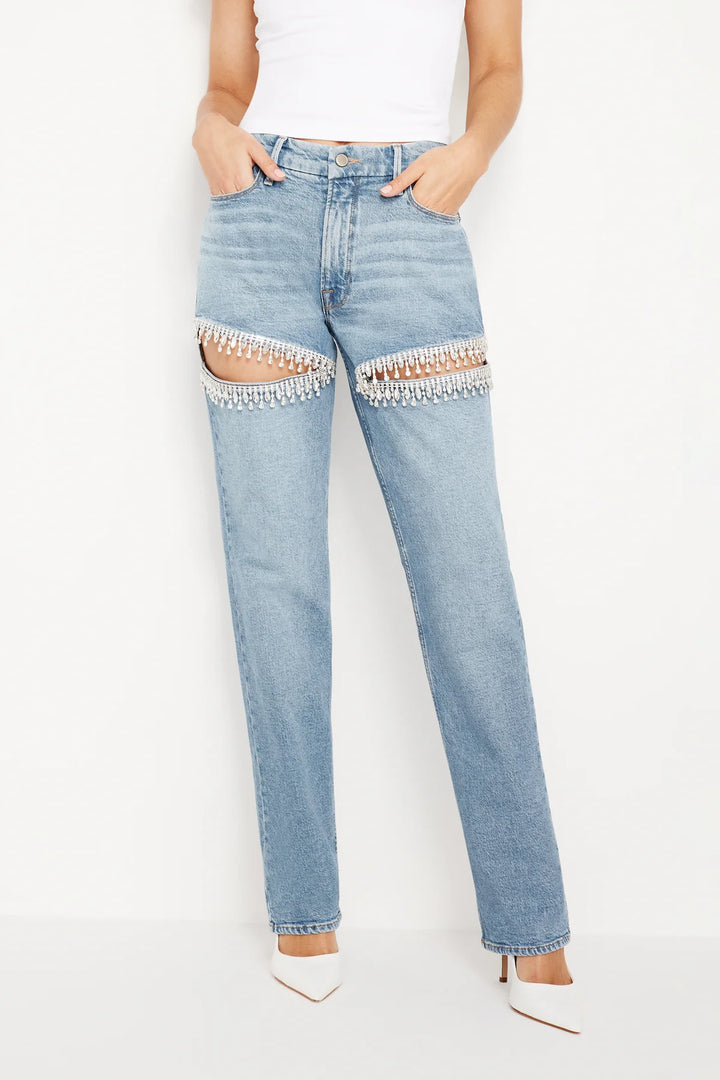 Amelia- Rhinestone Embellished Cut Out Jeans