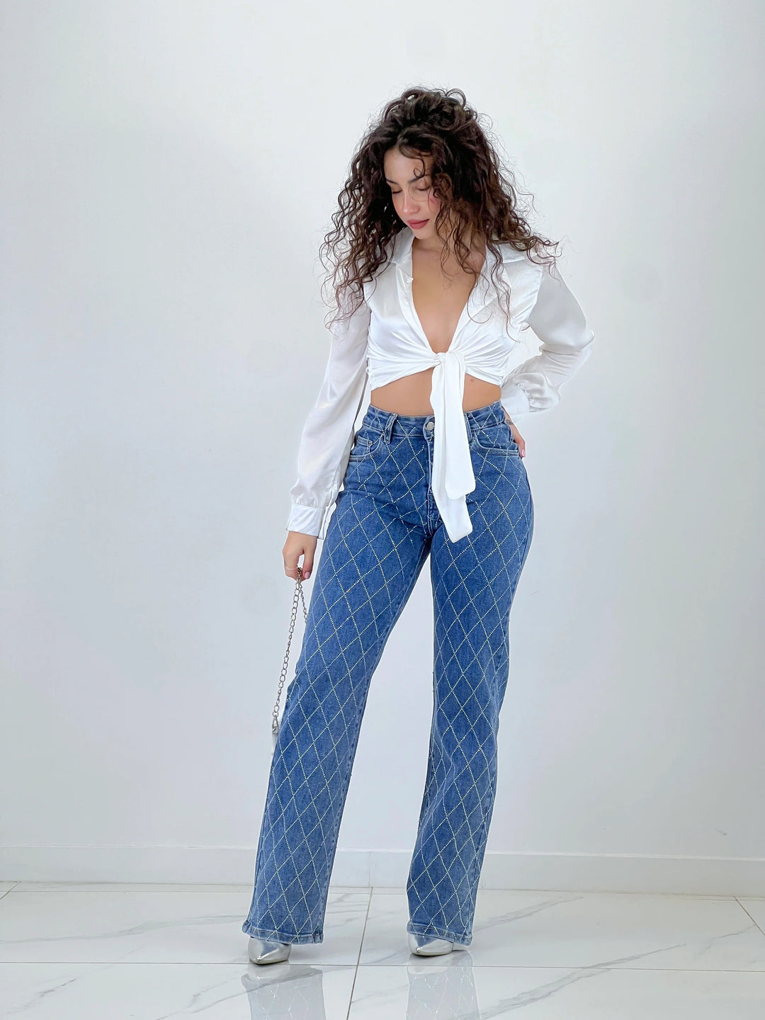 Diamond Daze High Rise Wide Leg Jeans