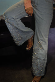 Elara - High Rise Embellished Boot Cut Jeans