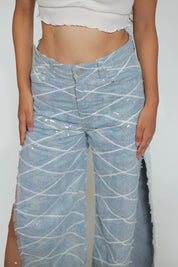 Side Slit Sequin Jeans - Amara