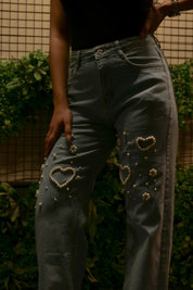 Bebo - Pearl Embellished Jeans - Ice Blue