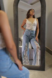 Rumi - Rhinestone Embellished Jeans - Ice Blue