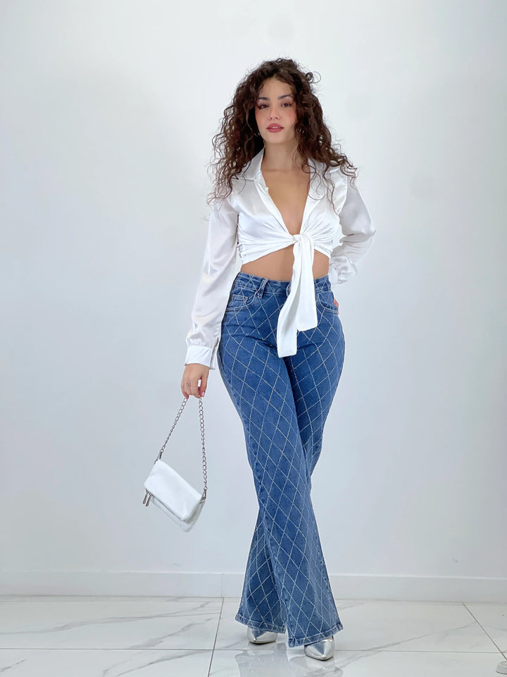 Diamond Daze High Rise Wide Leg Jeans