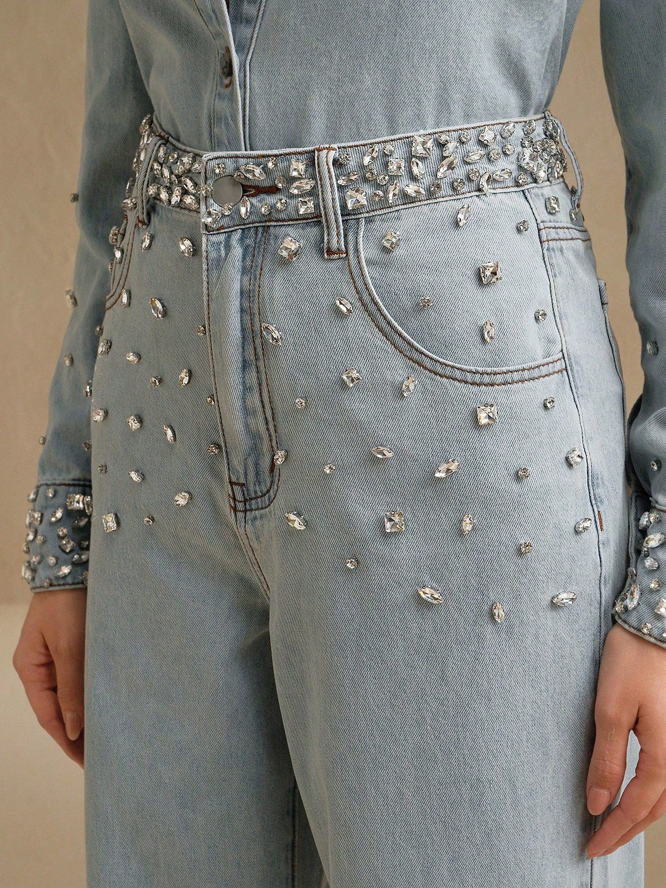 Dazzle Band - Rhinestone Embellished Wide Leg Jeans