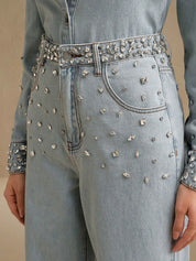 Dazzle Band - Rhinestone Embellished Wide Leg Jeans