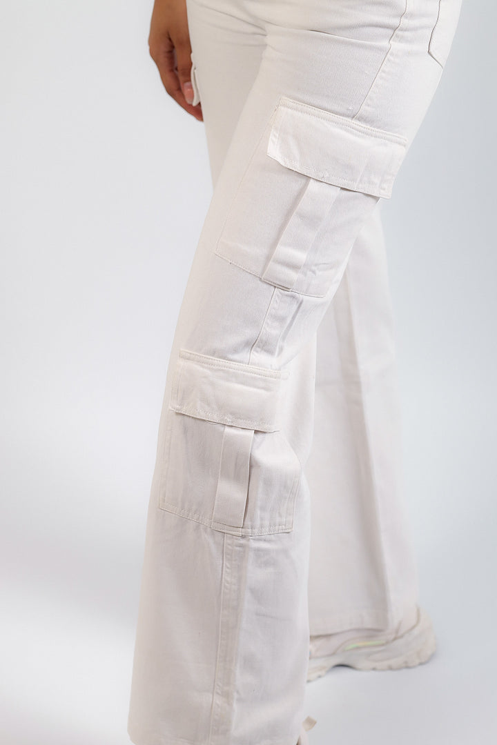Women's white cargo trousers