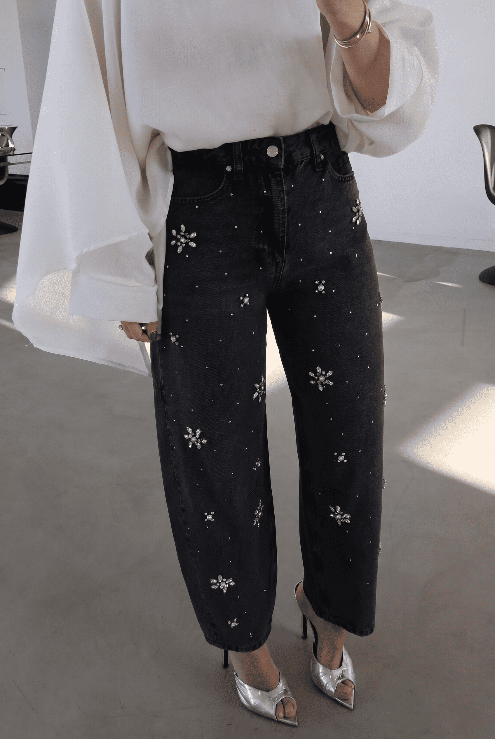 Black Dahlia - Rhinestone Embellished Jeans - Black