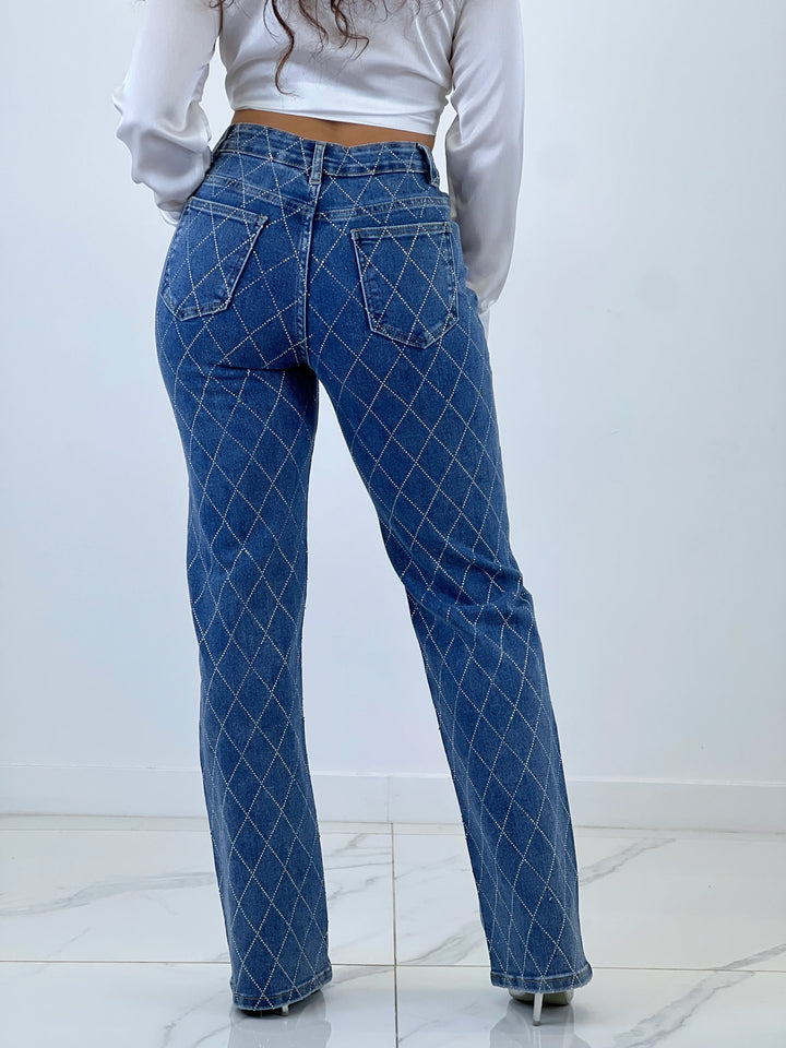 Diamond Daze High Rise Wide Leg Jeans