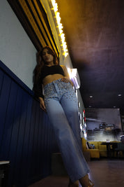 Glam Slam - Rhinestone Embellished Wide Leg Jeans