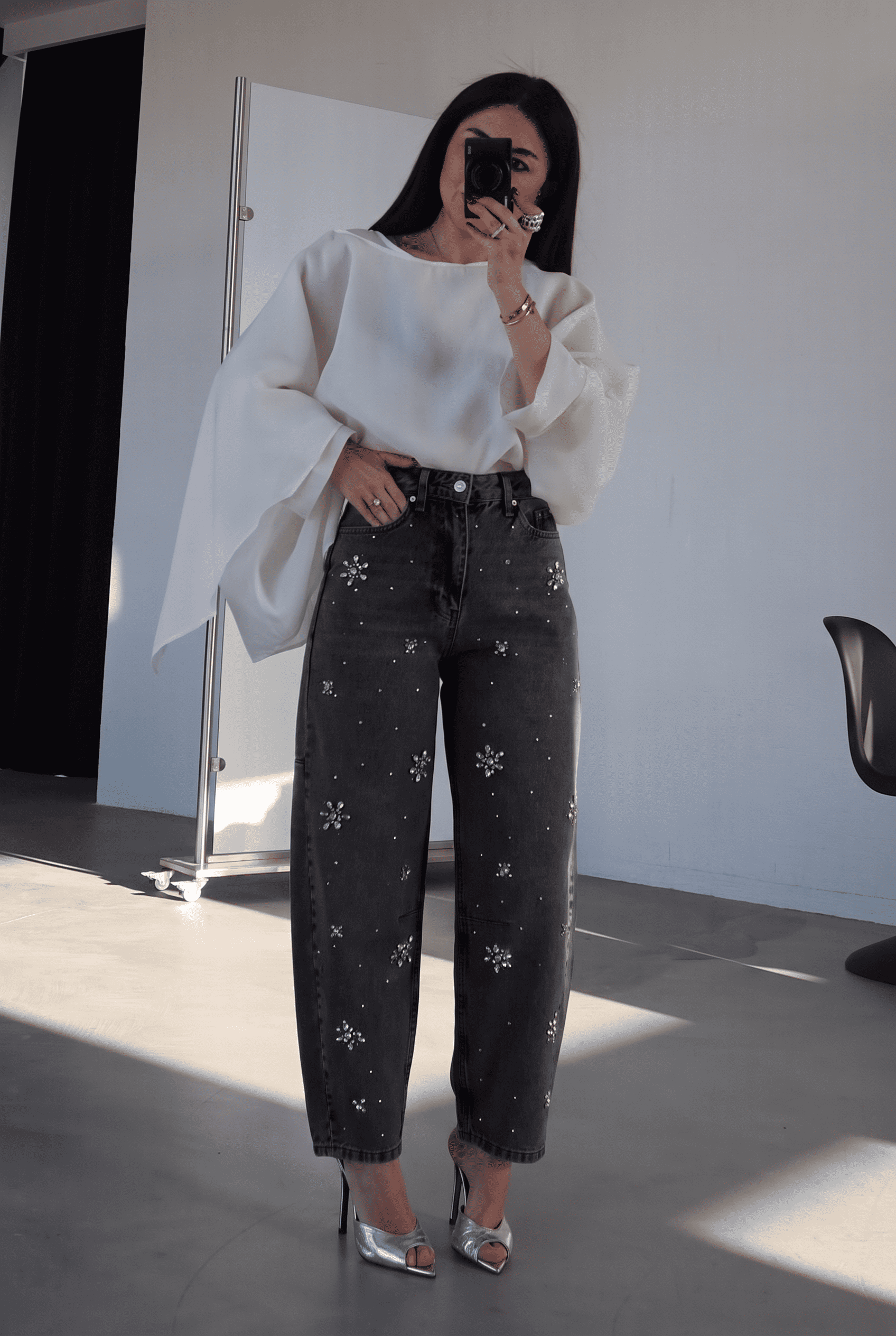Black Dahlia - Rhinestone Embellished Jeans - Black