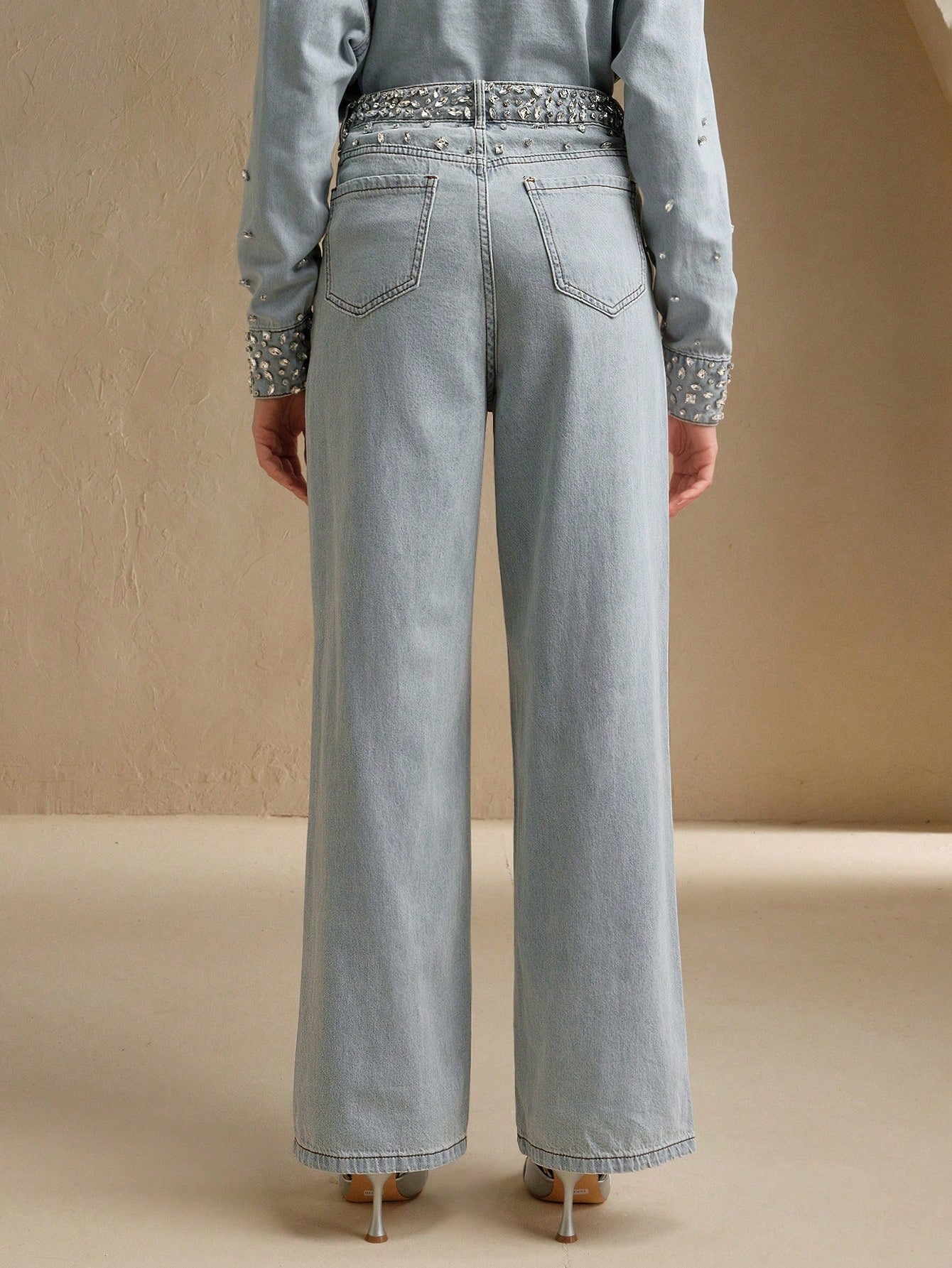 Dazzle Band - Rhinestone Embellished Wide Leg Jeans