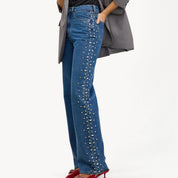 Eclipse - Rhinestone Embellished Wide Leg Jeans