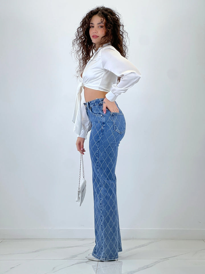 Diamond Daze High Rise Wide Leg Jeans