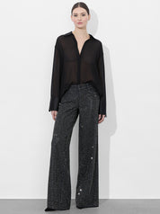 Lunar Lava - Rhinestone Embellished Wide Leg Jeans