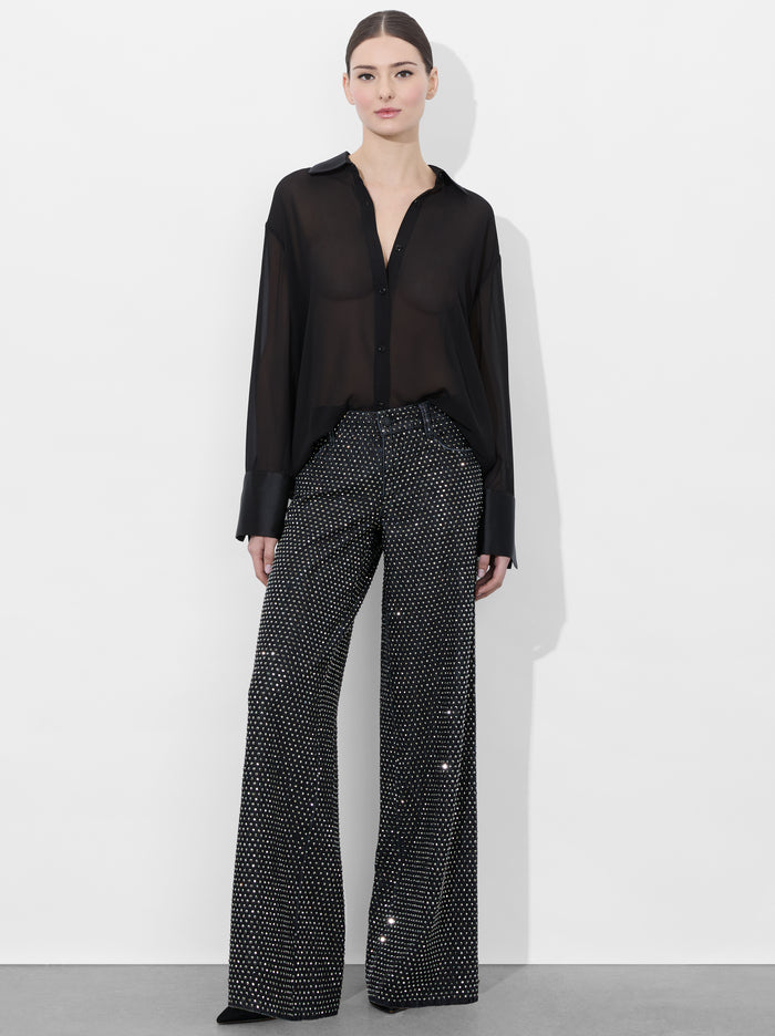 Lunar Lava - Rhinestone Embellished Wide Leg Jeans