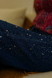 Meher - Rhinestone Embellished Jeans - Dark Blue