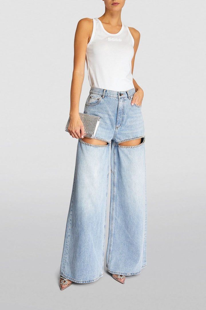 Embellished Wide Leg Cut Out Jeans - Taylor