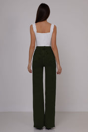 Luna - High Rise Rhinestone Embellished Wide Leg Flared Jeans