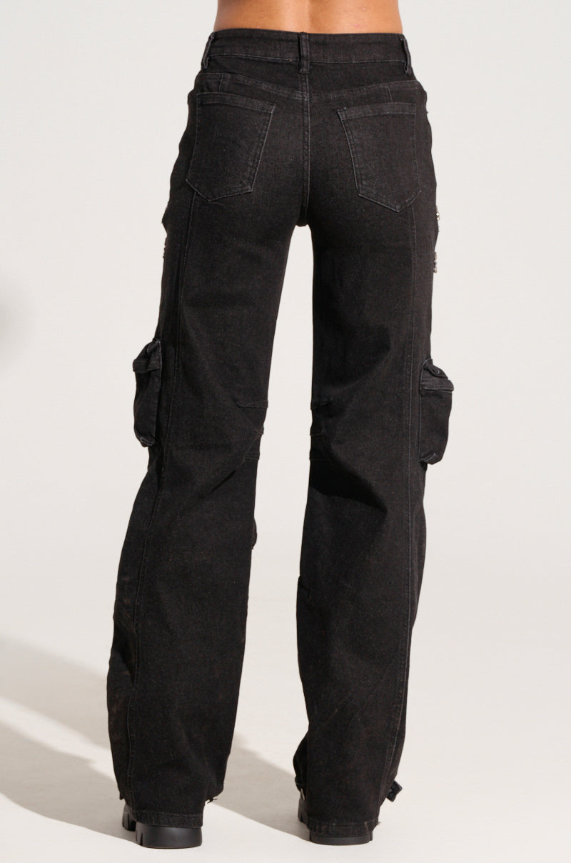 Charlotte- Rhinestone Embellished Cargo Jeans