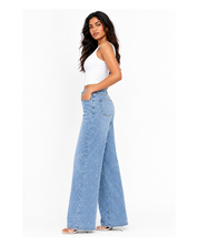 Limited Edition Pearl Embellished Wide Leg Jeans - Ice Blue