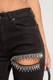 Charlotte- Rhinestone Embellished Cargo Jeans