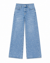 Limited Edition Pearl Embellished Wide Leg Jeans - Ice Blue