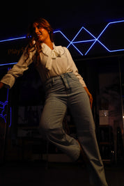 Disco Dust - Rhinestone Embellished Wide Leg Jeans