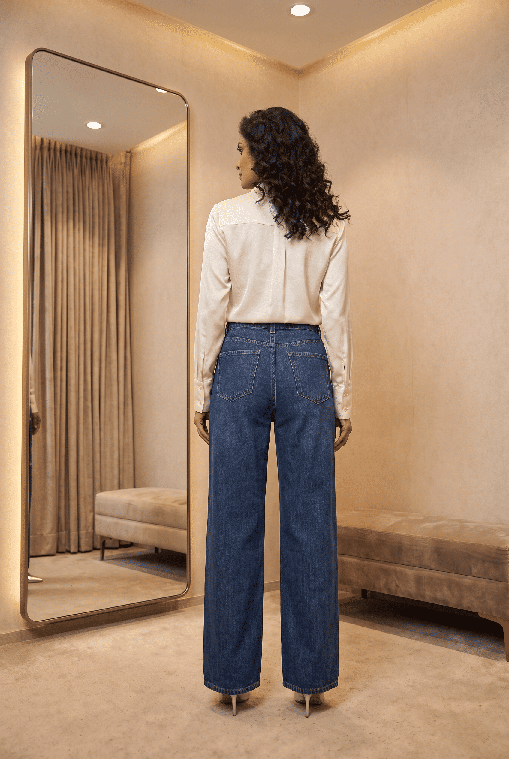Moonflower - Rhinestone Embellished Jeans - Dark Blue