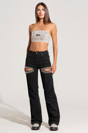 Charlotte- Rhinestone Embellished Cargo Jeans