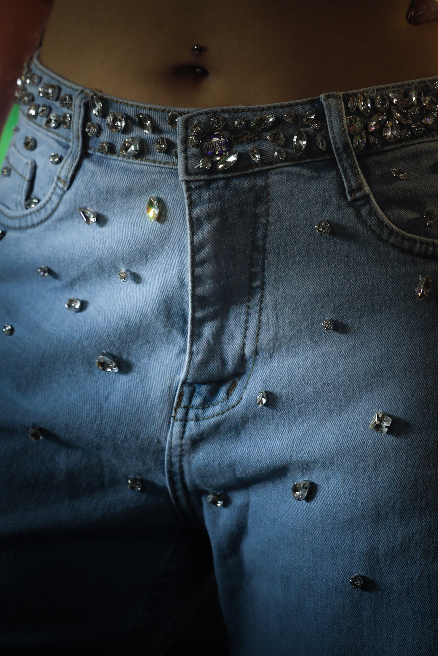 Dazzle Band - Rhinestone Embellished Wide Leg Jeans