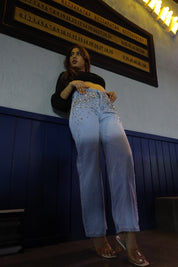 Glam Slam - Rhinestone Embellished Wide Leg Jeans