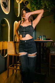 Charlotte- Rhinestone Embellished Cargo Jeans