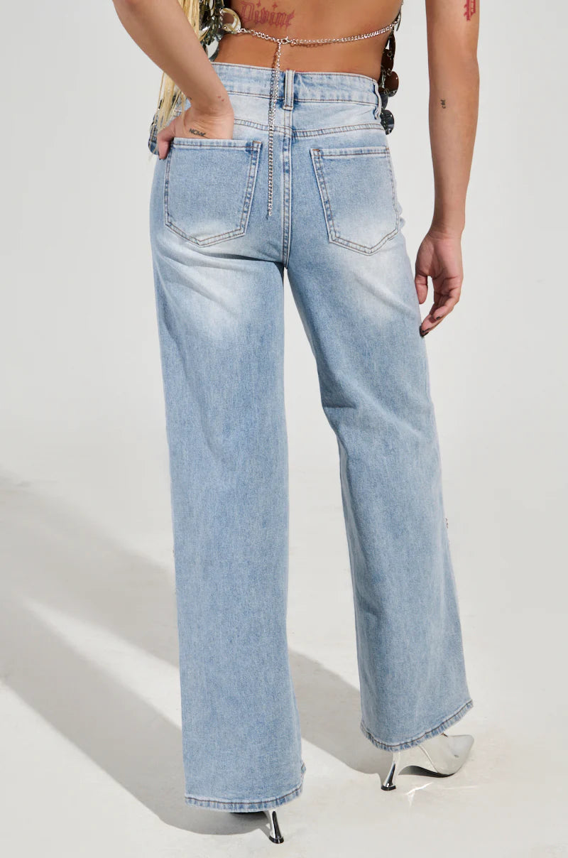 Embellished Butterfly Cut Out Jeans - Nyssa