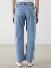 Frost Drop - Rhinestone Embellished Wide Leg Jeans - Ice Blue