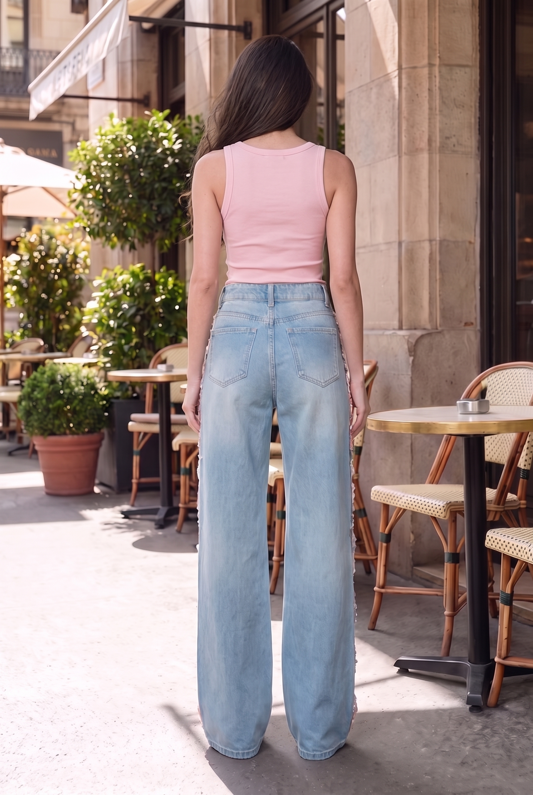 (Limited Edition) Secret Garden - Embellished Lace Jeans - Ice Blue