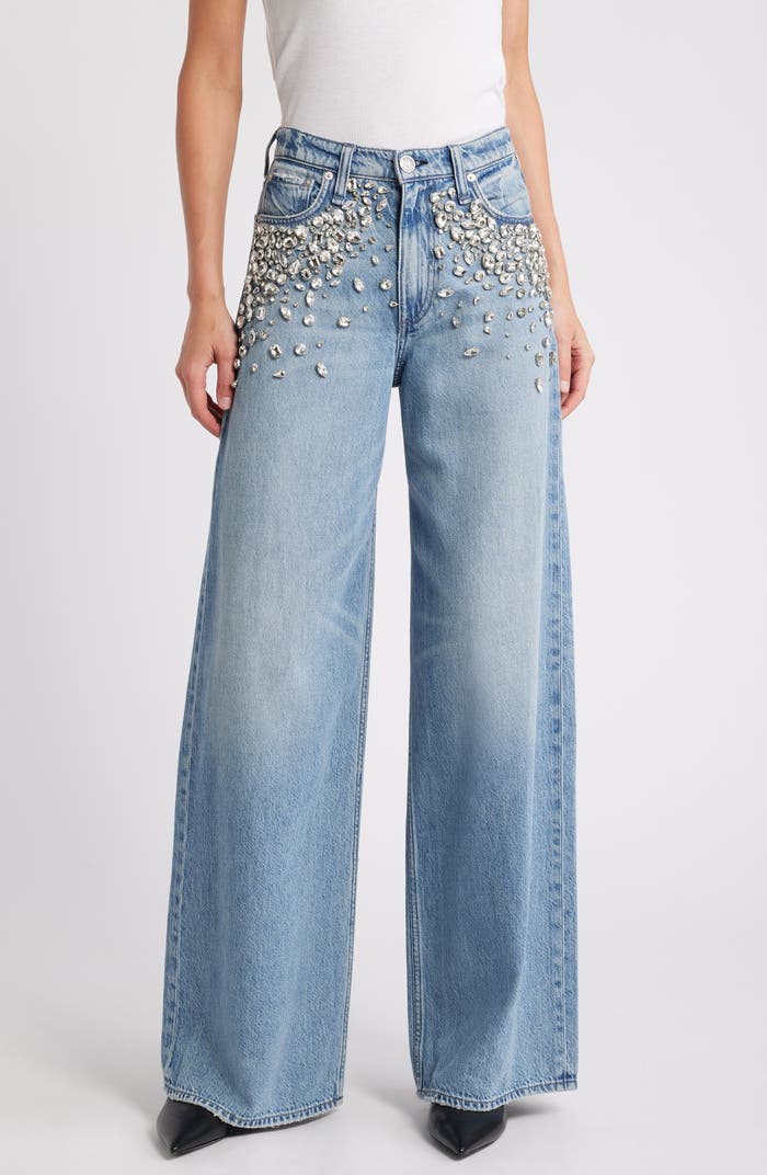 Glam Slam - Rhinestone Embellished Wide Leg Jeans