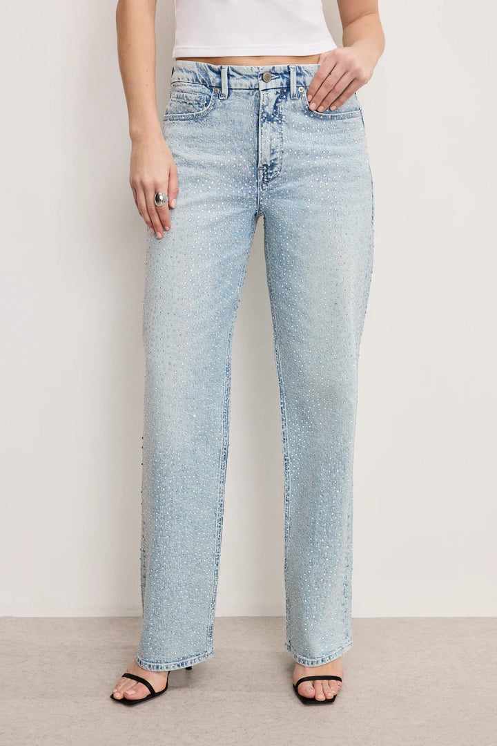 Disco Dust - Rhinestone Embellished Wide Leg Jeans