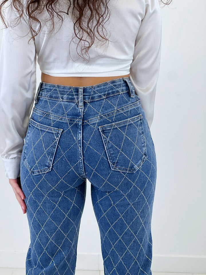 Diamond Daze High Rise Wide Leg Jeans