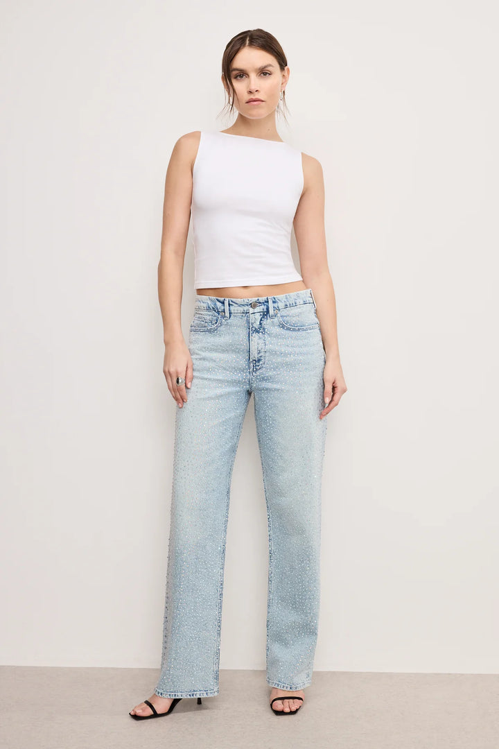 Disco Dust - Rhinestone Embellished Wide Leg Jeans