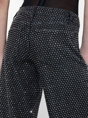 Lunar Lava - Rhinestone Embellished Wide Leg Jeans