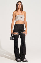Charlotte- Rhinestone Embellished Cargo Jeans